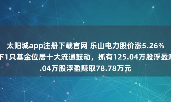 太阳城app注册下载官网 乐山电力股价涨5.26%，广发基金旗下1只基金位居十大流通鼓动，抓有125.04万股浮盈赚取78.78万元