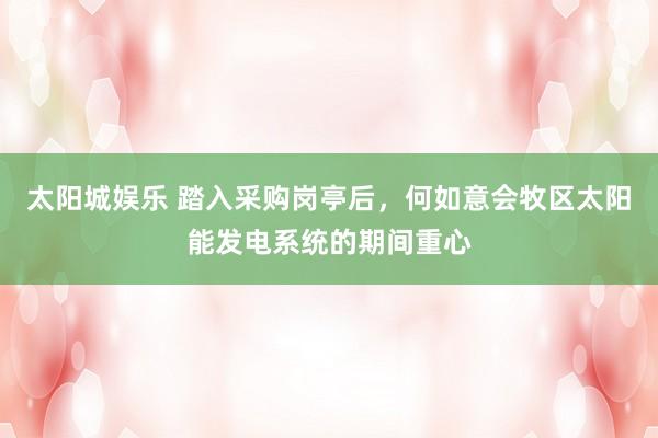 太阳城娱乐 踏入采购岗亭后，何如意会牧区太阳能发电系统的期间重心
